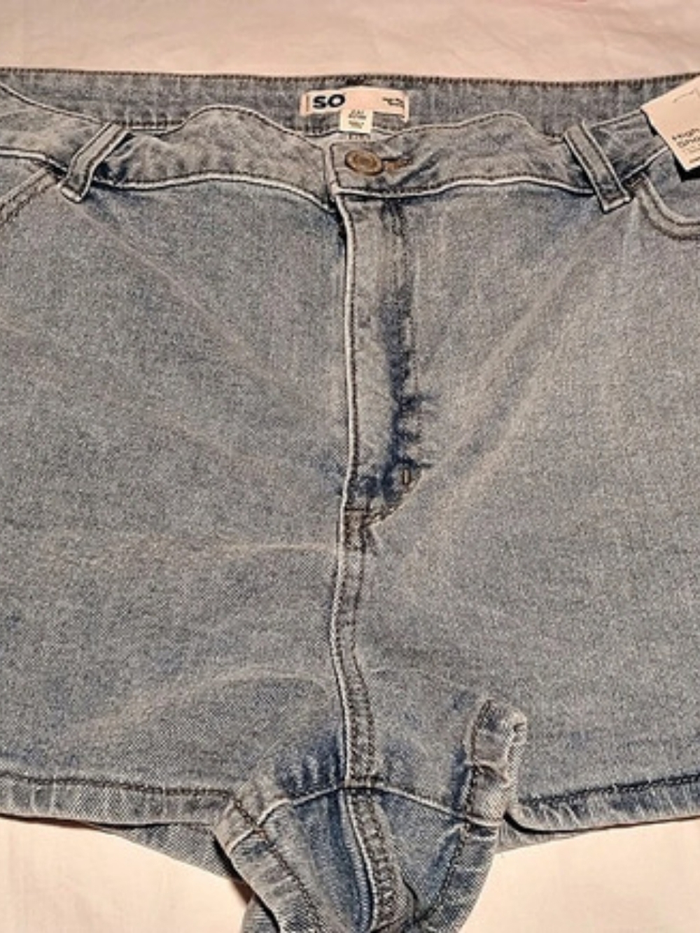 SO High Rise Shortie Denim Shorts in Blue Waist 24 NWT